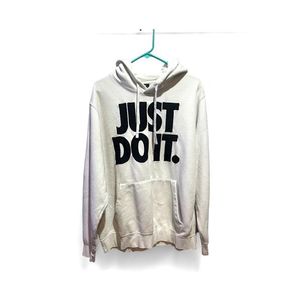 Nike Just Do It Hoodie Men's XL Graphic Logo White Distressed - Picture 1 of 6